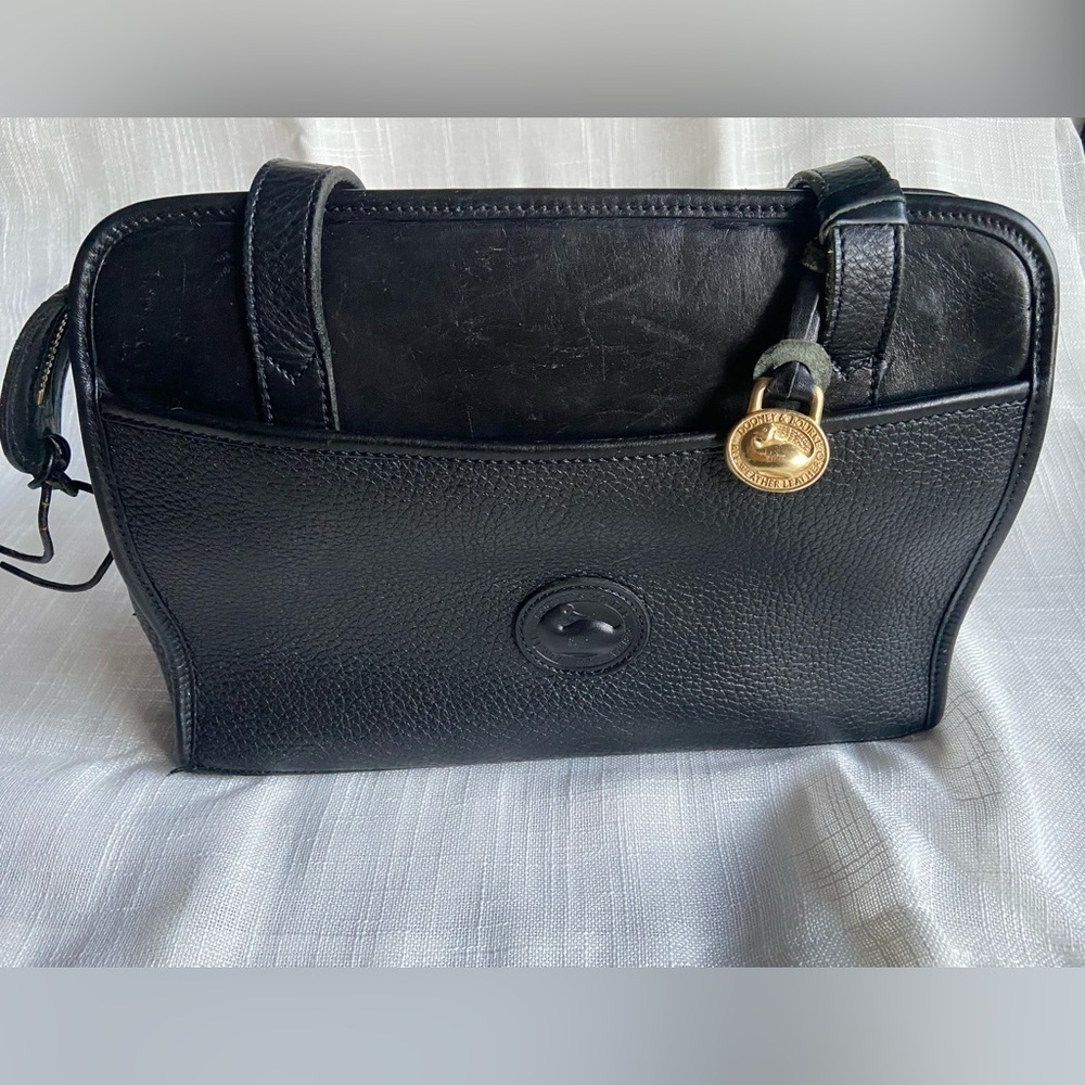 Dooney & Bourke Whispers of Lace Leather Tote Satchel Purse East West Black